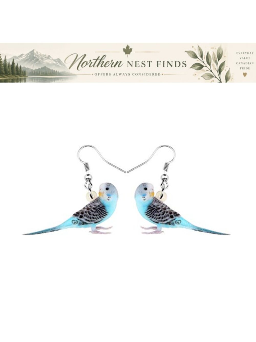 Cockatiel Parrot Dangle Earrings Acrylic Bird Jewelry Double-Sided Lightweight